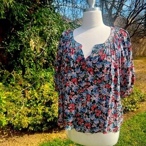 KAREN KANE 🌺 Floral Black Top for Women